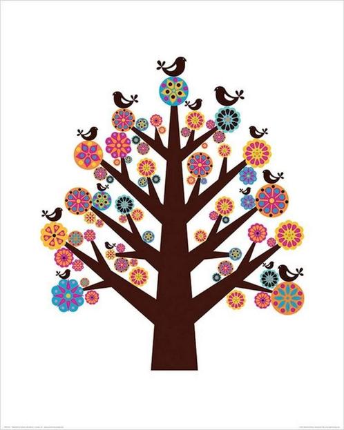 Kunstdruk Valentina Ramos - Tree of Flowers 40x50cm, Huis en Inrichting, Woonaccessoires | Schilderijen, Tekeningen en Foto's