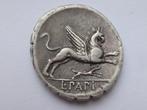 Romeinse Republiek. L. Papius. 79 BC. AR Serrate Denarius., Postzegels en Munten