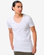 HEMA Heren t-shirt slim fit diepe v-hals extra lang wit, Verzenden, Nieuw