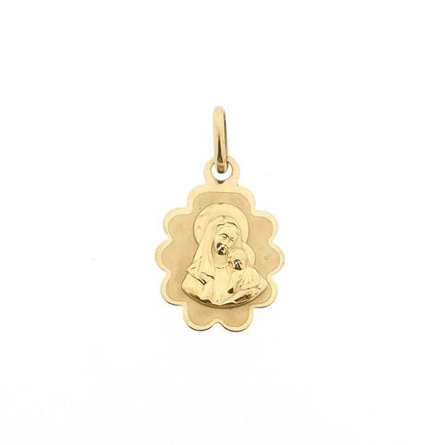 9 Krt. Hanger met portret van Maria en Jezus, Sieraden, Tassen en Uiterlijk, Antieke sieraden, Goud, Ophalen of Verzenden