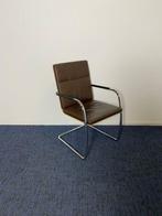 119 x Vergaderstoel Thonet S61, design, bruin leder, chroom, Gebruikt, Stoel
