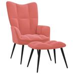 vidaXL Roze Relaxstoel + Voetenbank | Tweedekansje - Comf..., Huis en Inrichting, Stoelen, Ophalen of Verzenden, Nieuw, Overige kleuren