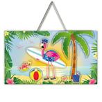 Flamingo Deurbord - 47x27cm | Nieuw! | Deurdecoratie, Hobby en Vrije tijd, Feestartikelen, Nieuw, Verzenden