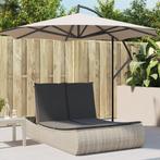vidaXL Ligbed 2-persoons met kussens poly rattan lichtgrijs, Tuin en Terras, Verzenden, Nieuw