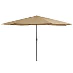 vidaXL Parasol met metalen paal 390 cm taupe, Verzenden, Nieuw, 3 tot 4 meter