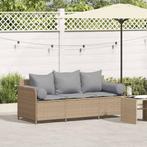 vidaXL Tuinbank 3-zits met kussens poly rattan beige, Tuin en Terras, Tuinsets en Loungesets, Verzenden, Nieuw, Rotan