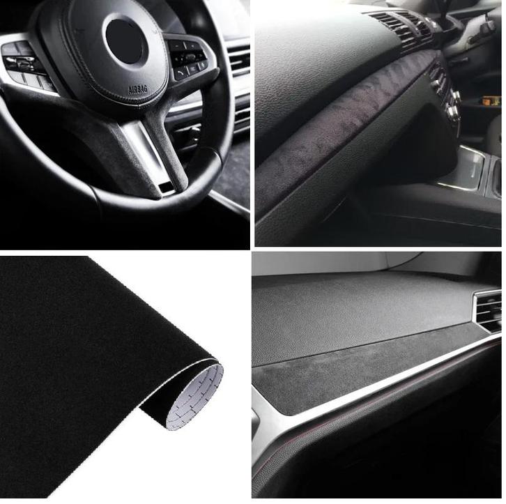 Alcantara-Look Interieur wrap | Zwart | Breedte 152CM | Leng, Auto diversen, Tuning en Styling, Verzenden