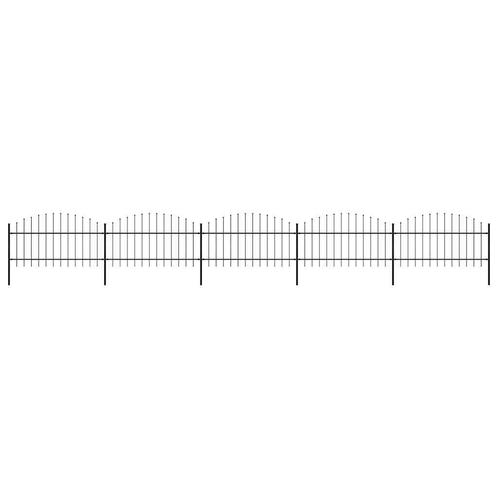 vidaXL Tuinhek met speren bovenkant (1-1,25)x8,5 m staal, Tuin en Terras, Schuttingen, Nieuw, IJzer, 1 tot 2 meter, Verzenden