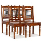 vidaXL Eetkamerstoelen 4 st massief hout klassiek, Huis en Inrichting, Stoelen, Verzenden, Nieuw, Bruin