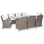 vidaXL 9-delige Tuinset poly rattan bruin, Tuin en Terras, Tuinsets en Loungesets, Verzenden, Nieuw, Rotan, Tuinset