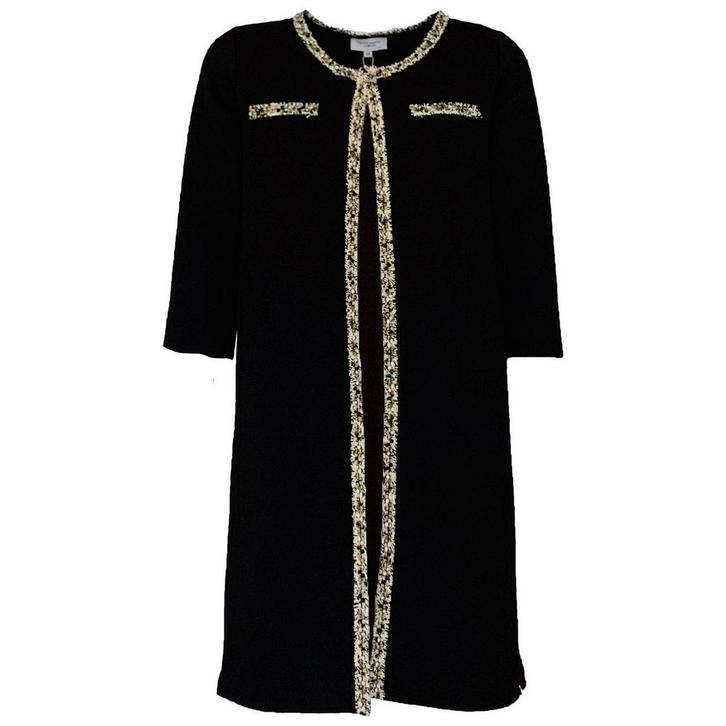 Jantje Korten • lang zwart vest met licht bies • XS, Kleding | Dames, Truien en Vesten, Zwart, Nieuw, Maat 34 (XS) of kleiner