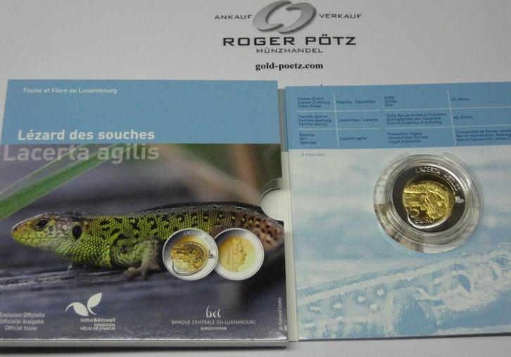 Luxemburg 5 Euro 2021 Zauneidechse Flora en Fauna zilver/..., Postzegels en Munten, Munten | Europa | Euromunten, Verzenden