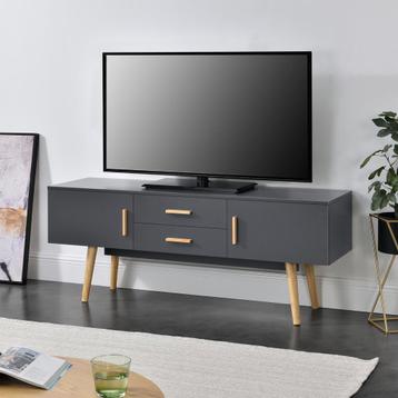 TV meubel Alavus tv kast met 2 lades 140x40x56 cm donkergrij