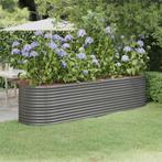 vidaXL Plantenbak 296x80x68 cm gepoedercoat staal grijs, Tuin en Terras, Bloembakken en Plantenbakken, 100 cm of meer, Verzenden