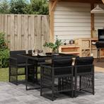 vidaXL 5-delige Tuinset met kussens poly rattan zwart, Tuin en Terras, Tuinsets en Loungesets, 4 zitplaatsen, Nieuw, Tuinset, Verzenden