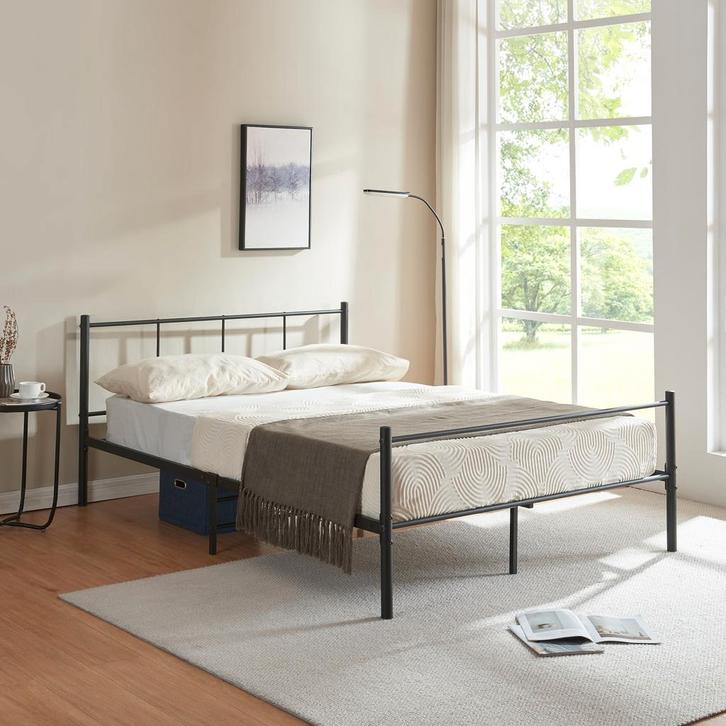 Metalen bedframe Hercules incl. bedbodem 140x200 cm zwart, Huis en Inrichting, Slaapkamer | Bedden, Verzenden
