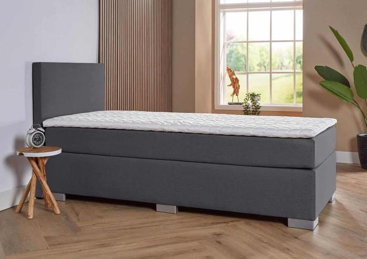 ACTIE! 1-Persoons boxspring Cannes 90 200 Antraciet, Huis en Inrichting, Slaapkamer | Boxsprings, 90 cm, 200 cm, Grijs, Eenpersoons