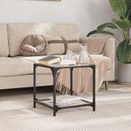 vidaXL Salontafel met zwart glazen blad 40x40x40 cm staal, Verzenden, Nieuw, Overige houtsoorten, 50 tot 100 cm
