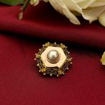 Bicolor gouden broche met parel | Antiek (vintage, roségoud, Goud, Met edelsteen, Gebruikt, Ophalen of Verzenden