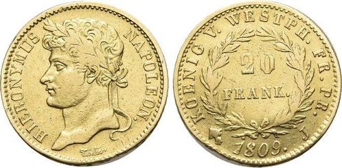 Goud-20 Franken 1809 J Westfalen-koenigreich Hieronymus N..., Postzegels en Munten, Munten en Bankbiljetten | Toebehoren, Verzenden