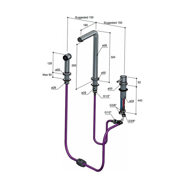 Keukenmengkraan Hotbath Fellow 3-gats Draaibare Uitloop en, Doe-het-zelf en Verbouw, Sanitair, Ophalen of Verzenden