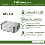 My Green Deal – RVS Lunchbox 550ml – Lekvrij en Herbruikbaar, Huis en Inrichting, Keuken | Tupperware, Verzenden, Nieuw
