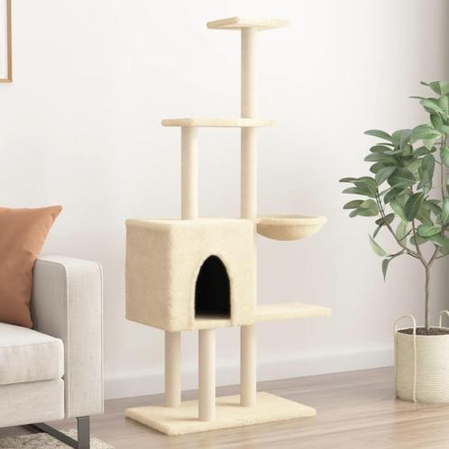 vidaXL Kattenmeubel met sisal krabpalen 145 cm crèmekleurig, Dieren en Toebehoren, Katten-accessoires, Nieuw, Verzenden