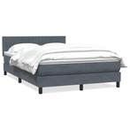 vidaXL Boxspring met matras fluweel donkergrijs 140x210 cm, Verzenden, Nieuw, Grijs, Stof