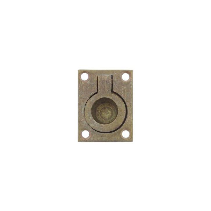 Intersteel Luikring rechthoekig 41x31mm - messing getrommeld, Doe-het-zelf en Verbouw, Hang- en Sluitwerk, Nieuw, Verzenden