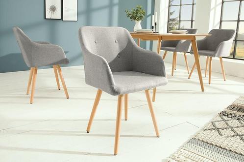 Retro design stoel SCANDINAVIA MEESTERSTUK lichtgrijs met, Huis en Inrichting, Stoelen, Ophalen of Verzenden