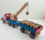 Heros - Speelgoed Wooden Truck And Trailer With Magnet Crane, Antiek en Kunst