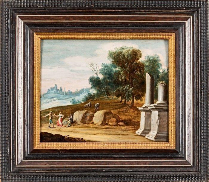 Gaspar De Witte II (1624-1681) - Paesaggio con ruderi e, Antiek en Kunst, Kunst | Schilderijen | Klassiek