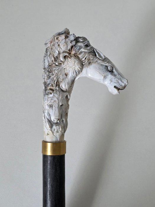 Inheems Amerikaanse met Dieren - Handsnijwerk Wandelstok -, Antiek en Kunst, Antiek | Overige Antiek