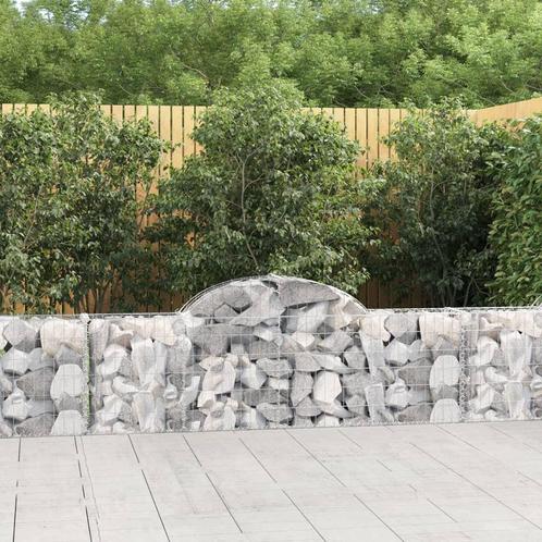 vidaXL Schanskorven 3 st gewelfd 200x30x60/80 cm, Tuin en Terras, Bloembakken en Plantenbakken, 100 cm of meer, Nieuw, Metaal