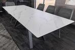 Uitschuifbare eettafel ATLAS 160-200cm wit marmer design, Ophalen of Verzenden, Nieuw