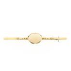 Gouden broche met witte opaal | Vintage (smalle broche), Gebruikt, Overige kleuren, Ophalen of Verzenden, Met edelsteen
