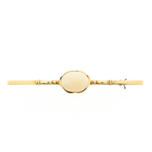 Gouden broche met witte opaal | Vintage (smalle broche), Sieraden, Tassen en Uiterlijk, Broches, Overige kleuren, Gebruikt, Met edelsteen