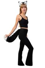 Haarband Furry Oren Staart Set Zwart Wit Punt Kat Poes Vos D, Ophalen of Verzenden, Nieuw, Carnaval, Accessoires