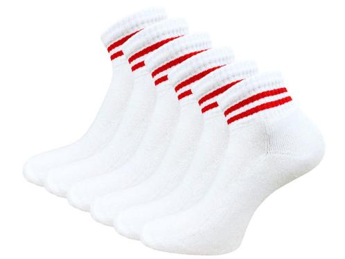 6 paar Quarter Sneakersokken - SQOTTON® - Wit-Rood Gestreept, Kleding | Heren, Sokken en Kousen, Verzenden