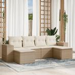 vidaXL 6-delige Loungeset met kussens poly rattan beige, Verzenden, Nieuw, Rotan, Loungeset