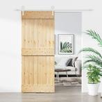 vidaXL Schuifdeur met beslag 85x210 cm massief grenenhout, Doe-het-zelf en Verbouw, Deuren en Horren, Verzenden, Nieuw