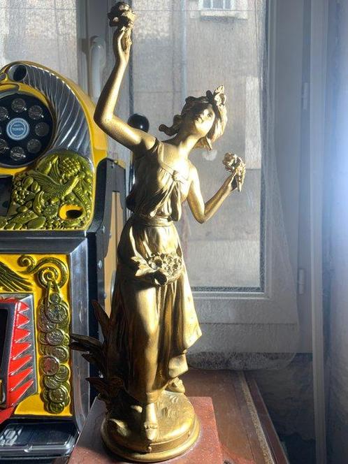 Figurale pendule - Art Nouveau Brons, Zinklegering -, Antiek en Kunst, Antiek | Klokken