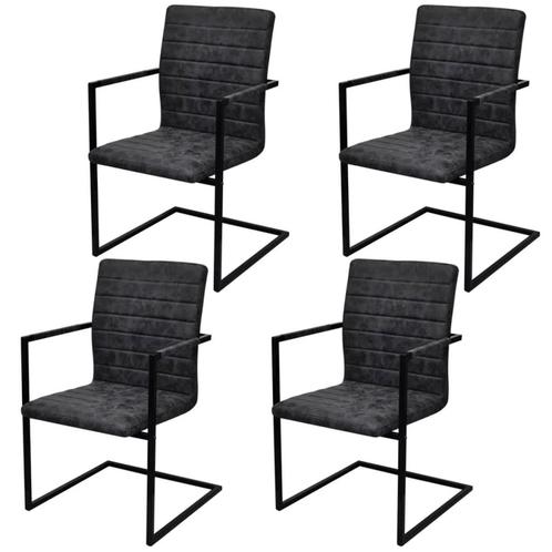 vidaXL Eetkamerstoelen 4 st kunstleer zwart, Huis en Inrichting, Stoelen, Zwart, Nieuw, Verzenden