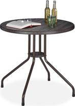 tuintafel houtlook - 75 x 80 cm - balkontafel - kunststof, Ophalen, Nieuw, Rond, Kunststof