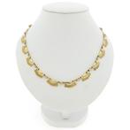 Bicolor gouden fantasie schakel ketting | 42 cm (veerring), Sieraden, Tassen en Uiterlijk, Kettingen, Ophalen of Verzenden, Gebruikt