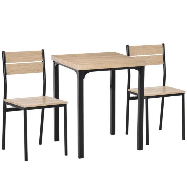 TRUUSK 3-delige Eetkamerset - Houten Tafel MDF + Metaal - Na, Huis en Inrichting, Tafels | Eettafels, Nieuw, Verzenden