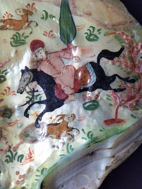 Qajaar beschilderde schelp - Schelp - Midden-Oosten - Qajar, Antiek en Kunst, Kunst | Niet-Westerse kunst