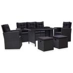 vidaXL 6-delige Loungeset met kussens poly rattan zwart, 6 zitplaatsen, Nieuw, Loungeset, Verzenden
