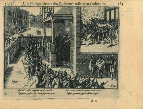 Historische prent van Brussels, Antiek en Kunst, Kunst | Etsen en Gravures