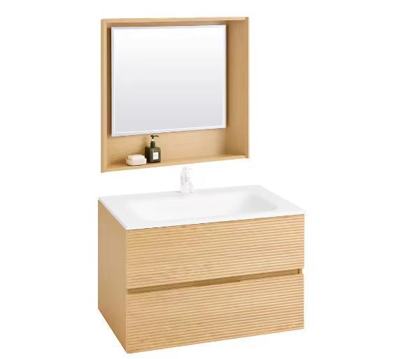 Complete badkamermeubelset met wastafel, lades en spiegel, Huis en Inrichting, Badkamer | Badkamermeubels, Nieuw, Verzenden